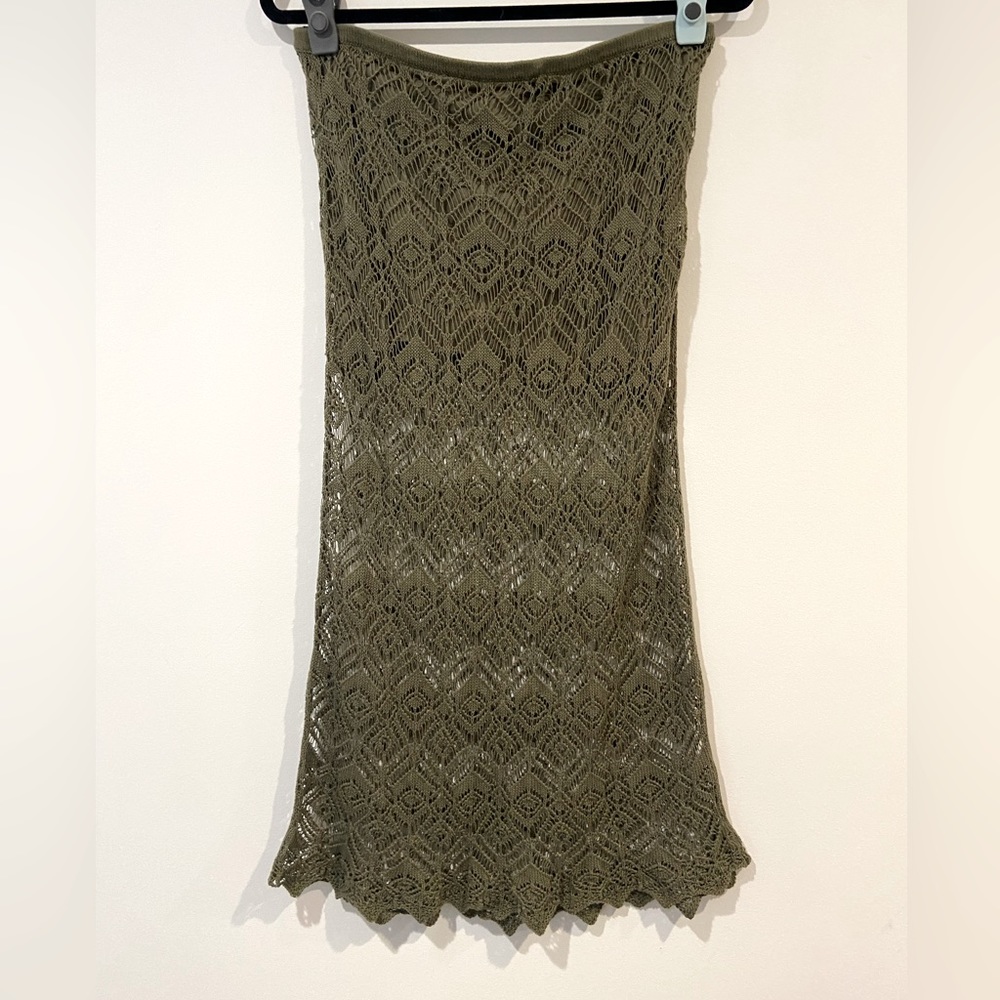 Fairycore Green Crochet Maxi Skirt